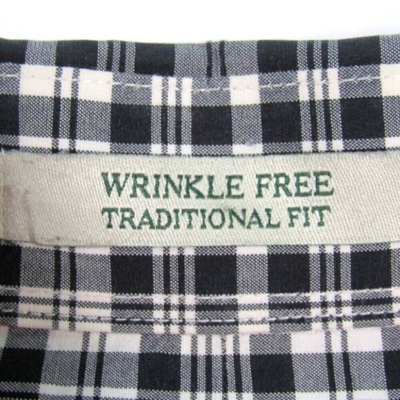 LL Bean Wrinkle Free Black White Plaid Button Down Shirt Size L Traditional Fit - Picture 7 of 9